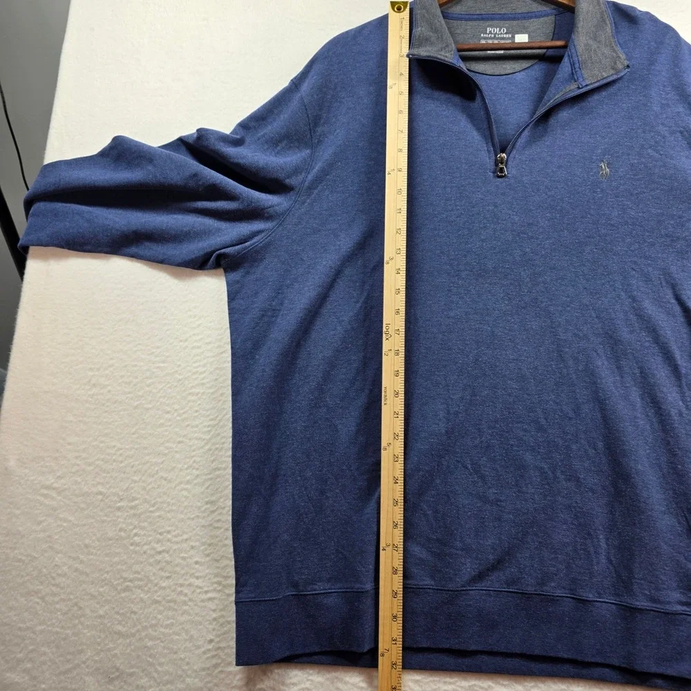 Polo Ralph Lauren Mens XXL Quarter Zip Pullover Spring Navy Heather Blue‎ NWT